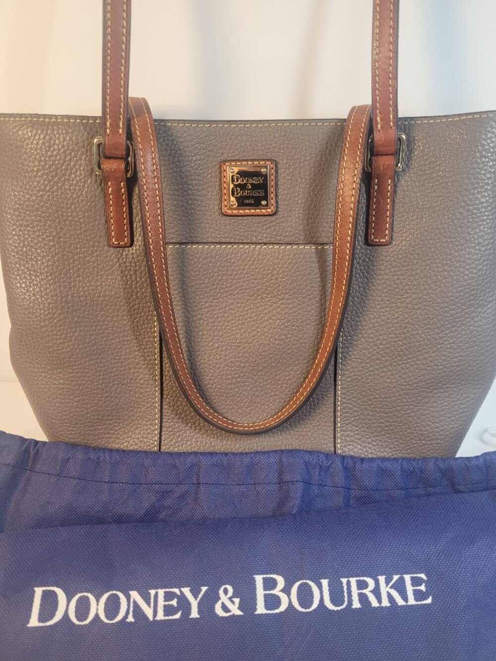 Dooney & Bourke Elephant/Taupe Gray Pebble Grain Leather Medium Lexington Bag